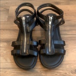 New White Mountain Black Zipper Sandals Open Toe 6